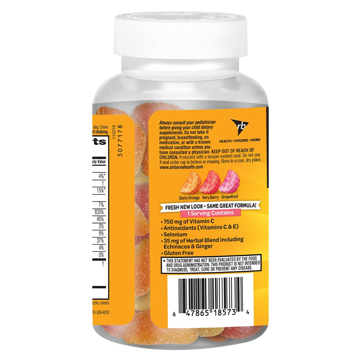 Airborne 750mg Vitamin C Immune Support Supplement Gummies for Adults, Assorted Fruit Flavor, Gluten Free Crafted Blend with Powerful Antioxidants Vitamins A C & E, 42 Gummies (4 Pack) Nirvana Guru