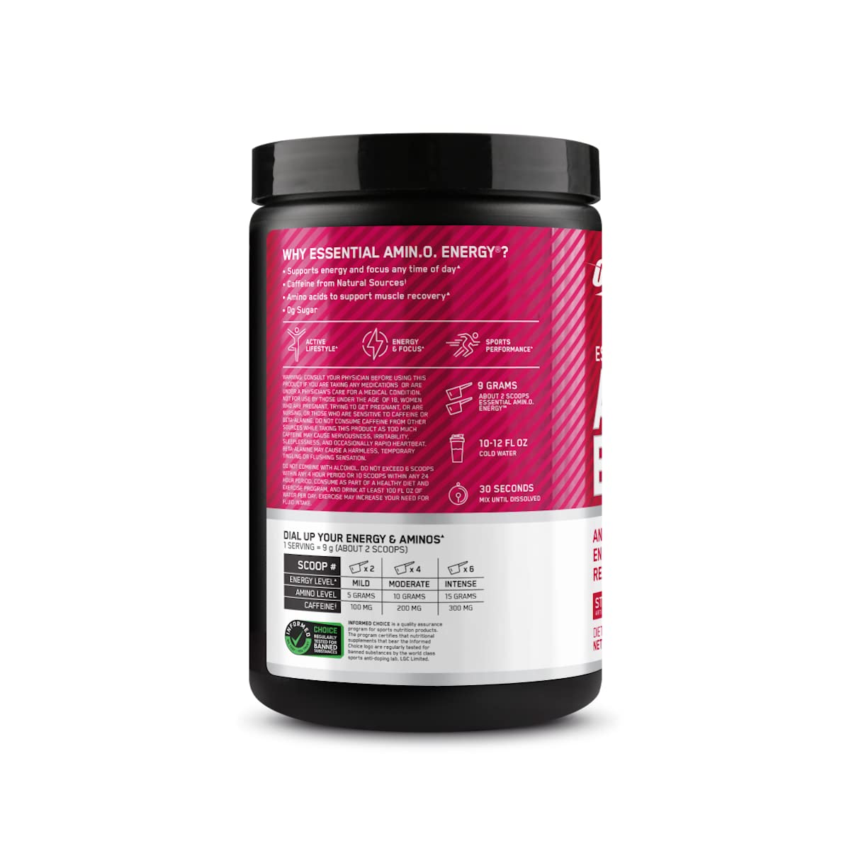 Optimum Nutrition Amino Energy - Pre Workout with Green Tea, BCAA, Amino Acids, Keto Friendly, Green Coffee Extract, Energy Powder - Concord Grape, 65 Servings (Packaging May Vary)