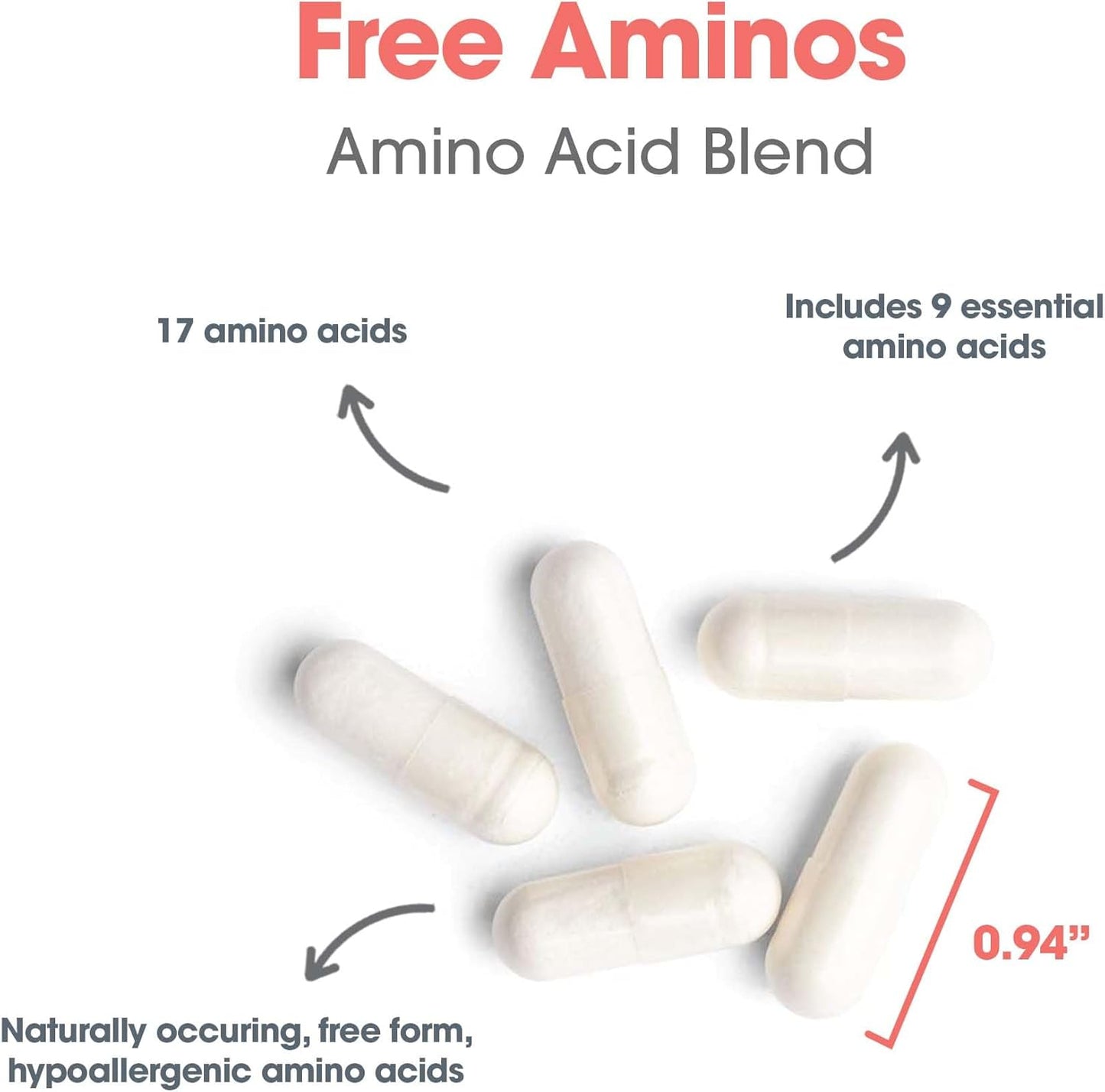 Allergy Research Group Free Aminos Supplement - Free Form Amino Acids, Essential Amino Acids Complex, Lean Muscle Mass Support, Allergen-Free, Digestion-Free, Vegetarian Capsules - 100 Count Nirvana Guru