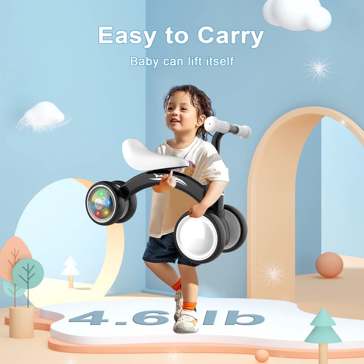 Colorful Lighting Baby Balance Bike Toys for 1 Year Old Boy Gifts, 10-36 Month Toddler Balance Bike, No Pedal 4 Silence Wheels&Soft Seat First Riding on Toys, One Year Old Boy Birthday Gifts. Nirvana Guru