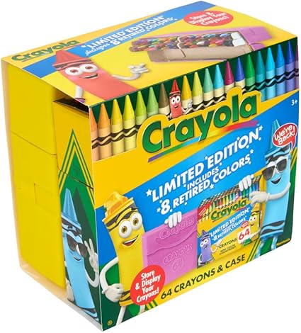 Crayola Crayon Box (64 Count), With Limited Edition Colors & Plastic Case, Arts & Crafts Coloring Supplies for Kids, Back to School Essentials, Ages 3+ nirvanaguru