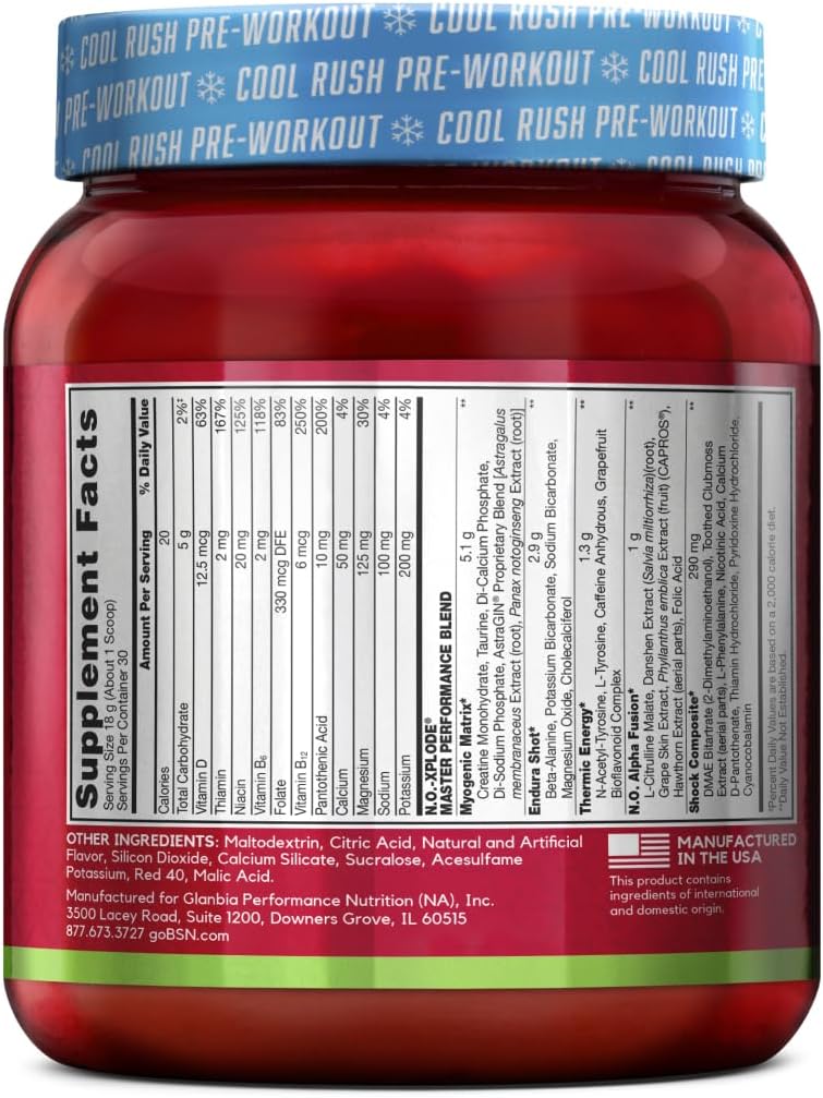 BSN N.O.-XPLODE Pre Workout Powder, Energy Supplement for Men and Women with Creatine and Beta-Alanine, Flavor: Fruit Punch, 30 Servings Nirvana Guru