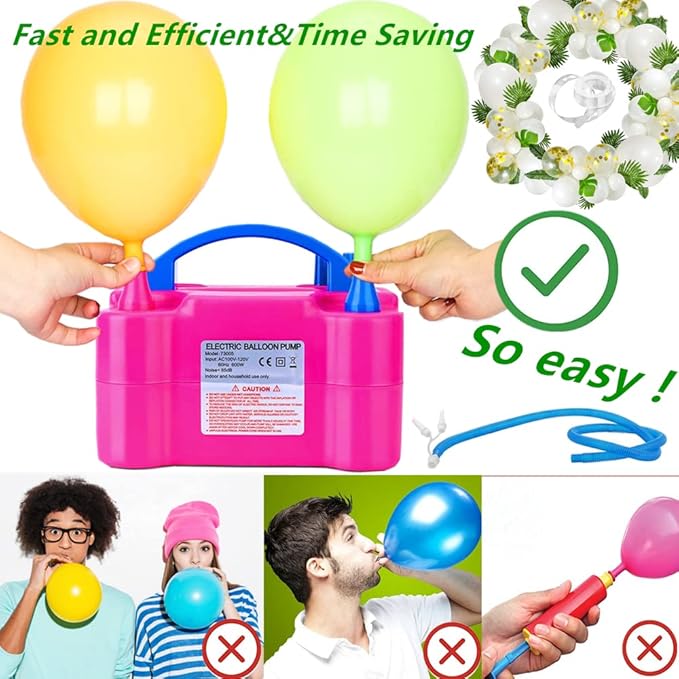 Balloon Pump, Portable Dual Nozzle Ballon Inflator Pump for Balloons 110V 600W Electric Air Pump Blower, Balloon Arch kit &Balloon Garland kit, Balloons for Parties/Birthday Balloons Set nirvanaguru