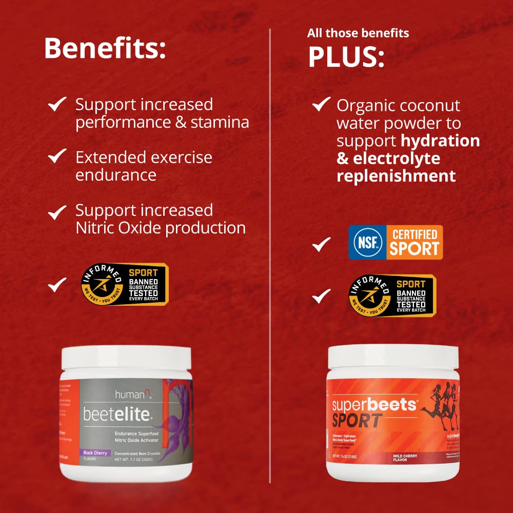 HumanN SuperBeets Sport Endurance Pre Workout Powder – NSF Certified – Nitric Oxide Supplement – Caffeine, Creatine & Stimulant Free Energy – Wild Cherry Flavor, 20 Servings - Nirvana Guru
