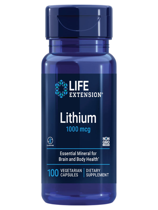 Life Extension Lithium 1000 mcg - for Brain Health, Anti-Aging & Longevity - Memory & Cognition, Mood Support Supplement -Once Daily - Gluten-Free, Non-GMO - 100 Count - Nirvana Guru