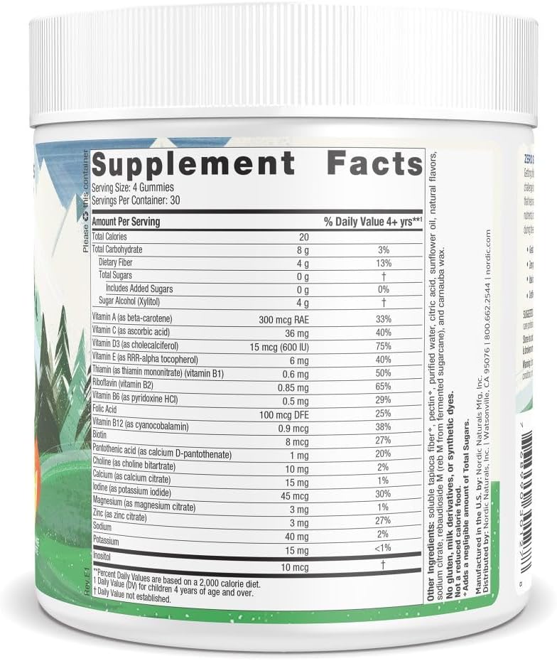 Nordic Naturals Zero Sugar Kids Multi Gummies, Orange Lemon - 120 Gummies - Great-Tasting Multivitamin for Ages 4+ - Supports Growth & Development - Non-GMO, Vegetarian - 30 Servings - Nirvana Guru