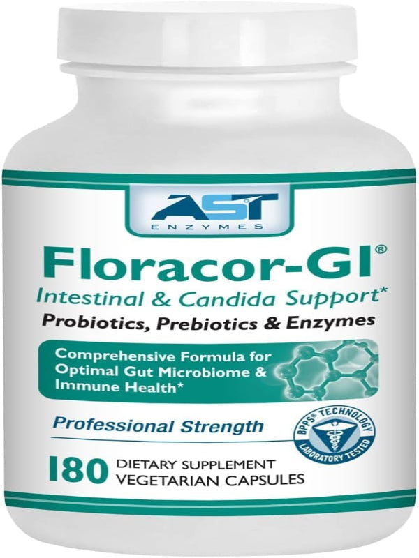 Floracor-GI Candida Cleanse, Probiotic and Enzyme Support Formula 180 Capsules Nirvana Guru
