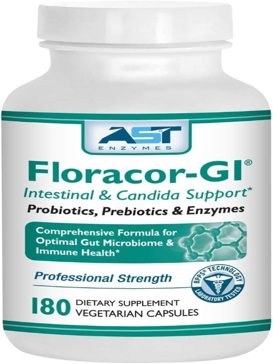 Floracor-GI Candida Cleanse, Probiotic and Enzyme Support Formula 180 Capsules Nirvana Guru