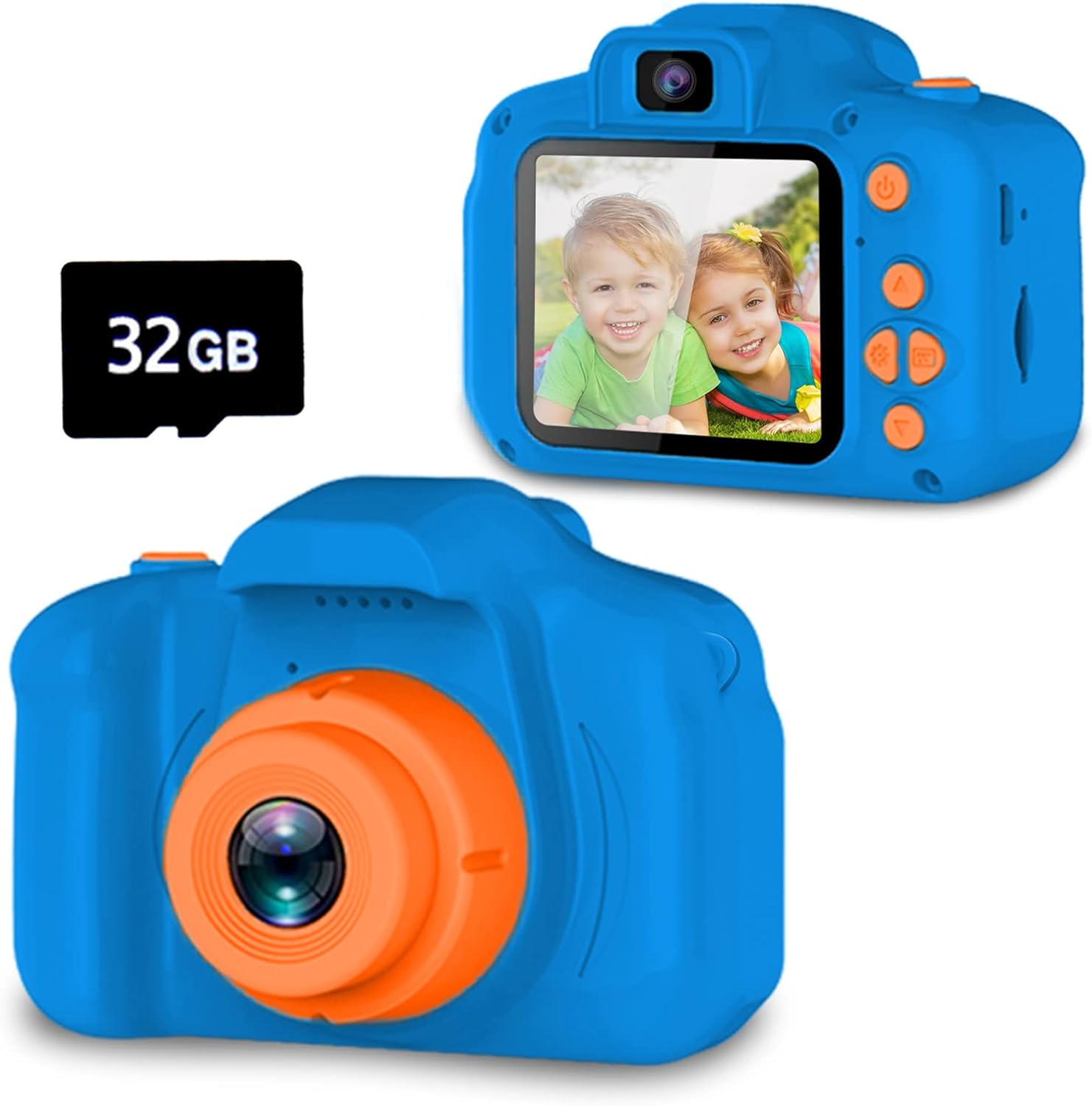 Seckton Upgrade Kids Selfie Camera, Christmas Birthday Gifts for Boys Age 3-9, HD Digital Video Cameras for Toddler, Portable Toy for 3 4 5 6 7 8 Year Old Boy with 32GB SD Card-Navy Nirvana Guru