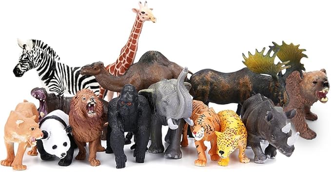 BOLZRA Safari Animals Figures Toys, Realistic Jumbo Wild Zoo Animal Figurines Plastic African Jungle Animals Playset for Kids Toddlers, 14 Piece Gift Set nirvanaguru