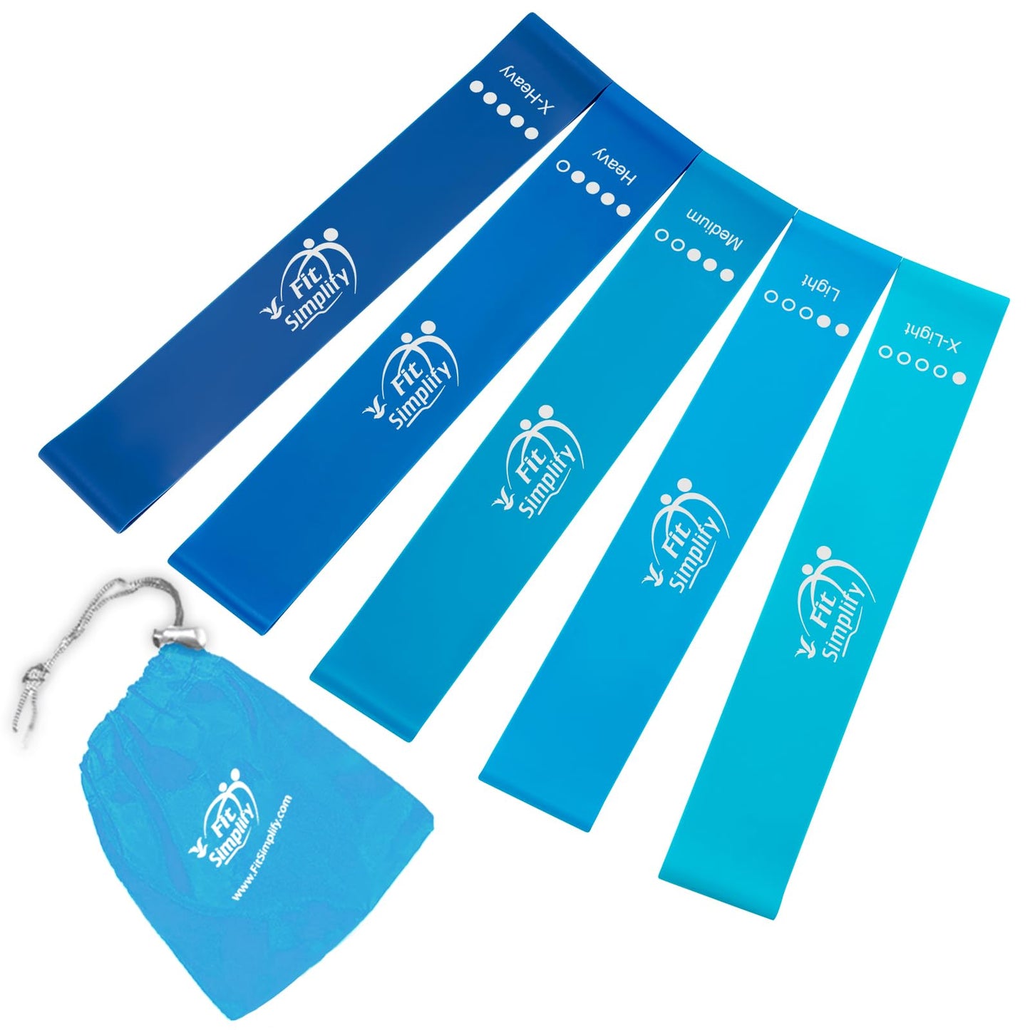 Fit Simplify Resistance Loop Exercise Bands with Instruction Guide and Carry Bag, Set of 5 Nirvana Guru