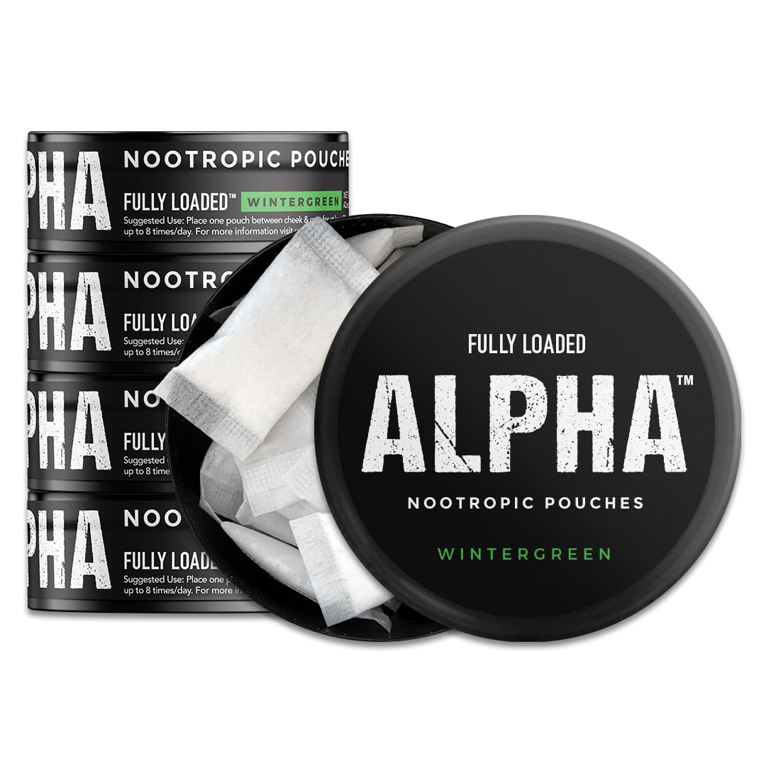 Fully Loaded Alpha Fuel Nootropic Pouches (Wintergreen Fuel) - Nootropic Energy Pouches with Caffeine, Alpha GPC, Tyrosine, Taurine, Guarana and More
