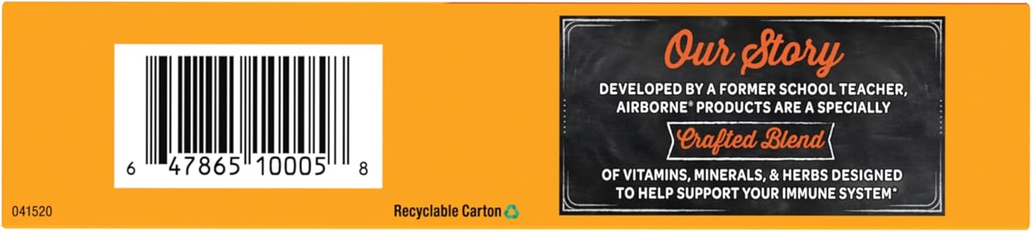 Airborne 1000mg Vitamin C + Zinc Sugar Free Multivitamin Immune Support Effervescent Fizzy Drink Tablets, Zesty Orange Flavor with Powerful Antioxidants Vitamins A C & E, 30 Tablets (3 Pack) Nirvana Guru