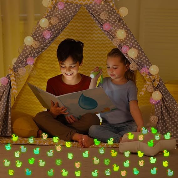 240pcs Luminous Mini Resin Ducks, Tiny Duck Bulk Glow in The Dark Small Plastic Miniature Ducks Figures for Dollhouse Decor Micro Garden Home Landscape Aquarium Craft Gifts Party Favors Toys nirvanaguru