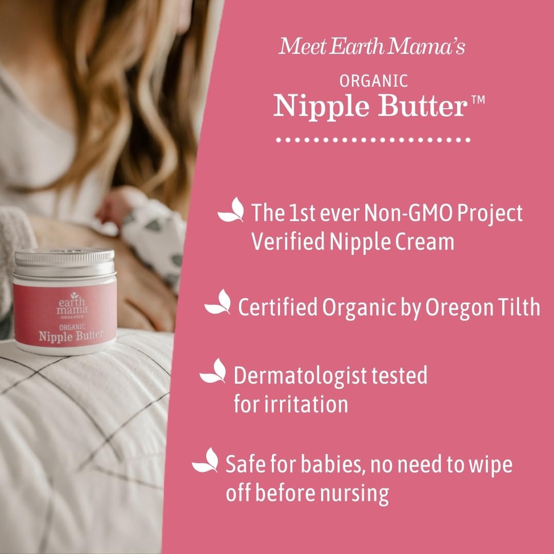 Earth Mama Organic Nipple Butter™ | Nipple Cream Safe for Breastfeeding | Postpartum Essentials for Nursing | Non Lanolin Nipple Cream, 2-Fluid Ounce Nirvana Guru