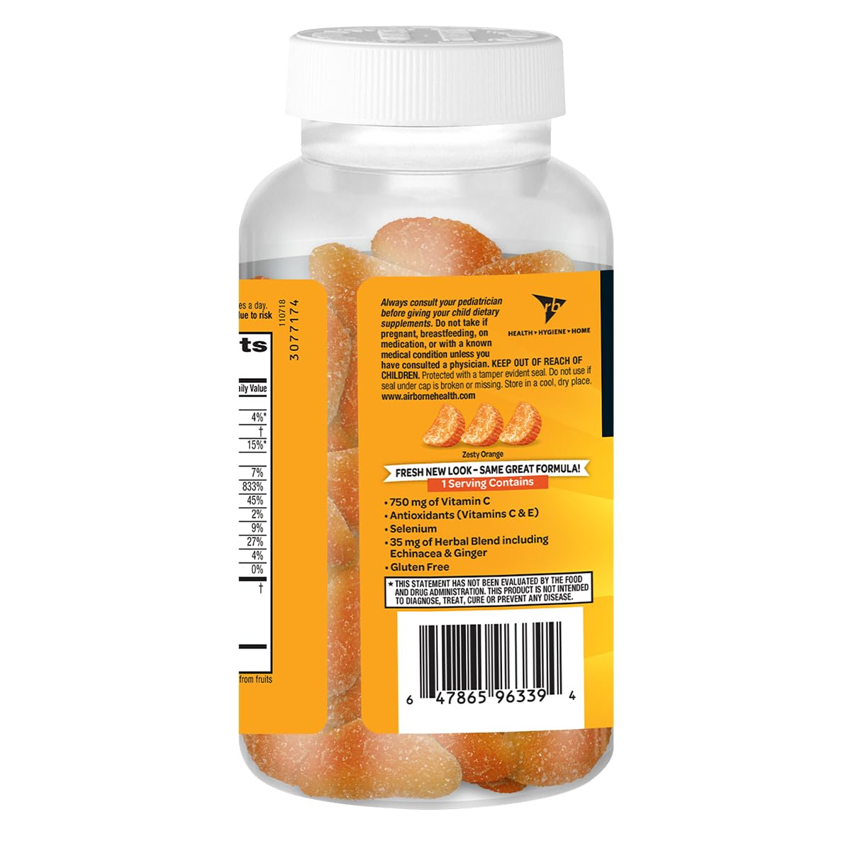 Airborne 750mg Vitamin C Immune Support Supplement Gummies for Adults, Zesty Orange Flavor, Gluten Free Crafted Blend with Powerful Antioxidants Vitamins A C & E, 63 Gummies (4 Pack) Nirvana Guru