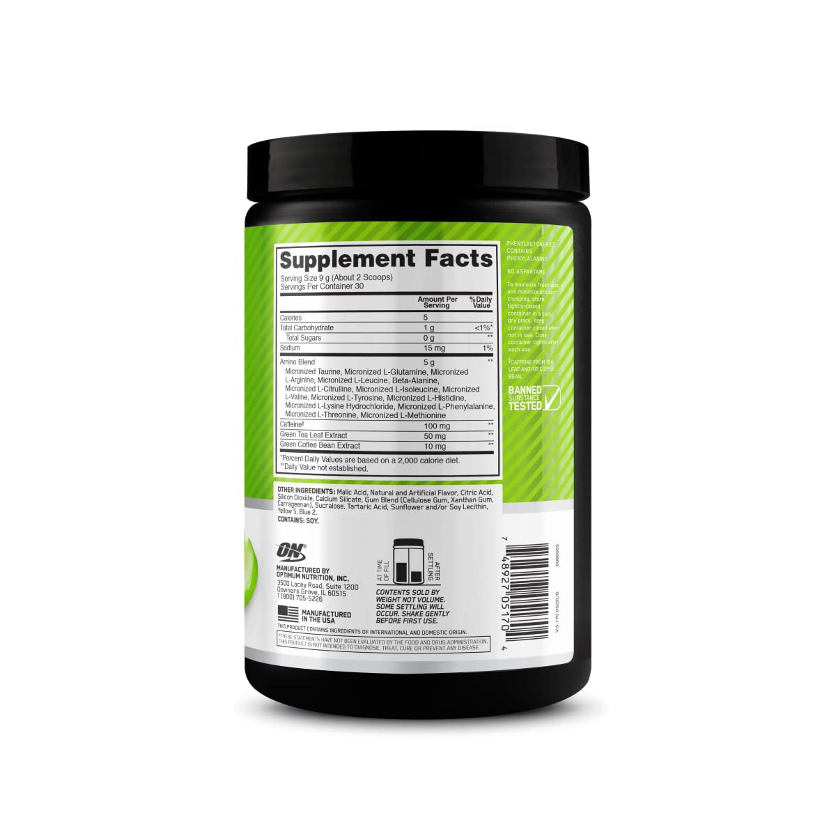 Optimum Nutrition Amino Energy - Pre Workout with Green Tea, BCAA, Amino Acids, Keto Friendly, Green Coffee Extract, Energy Powder - Concord Grape, 65 Servings (Packaging May Vary)