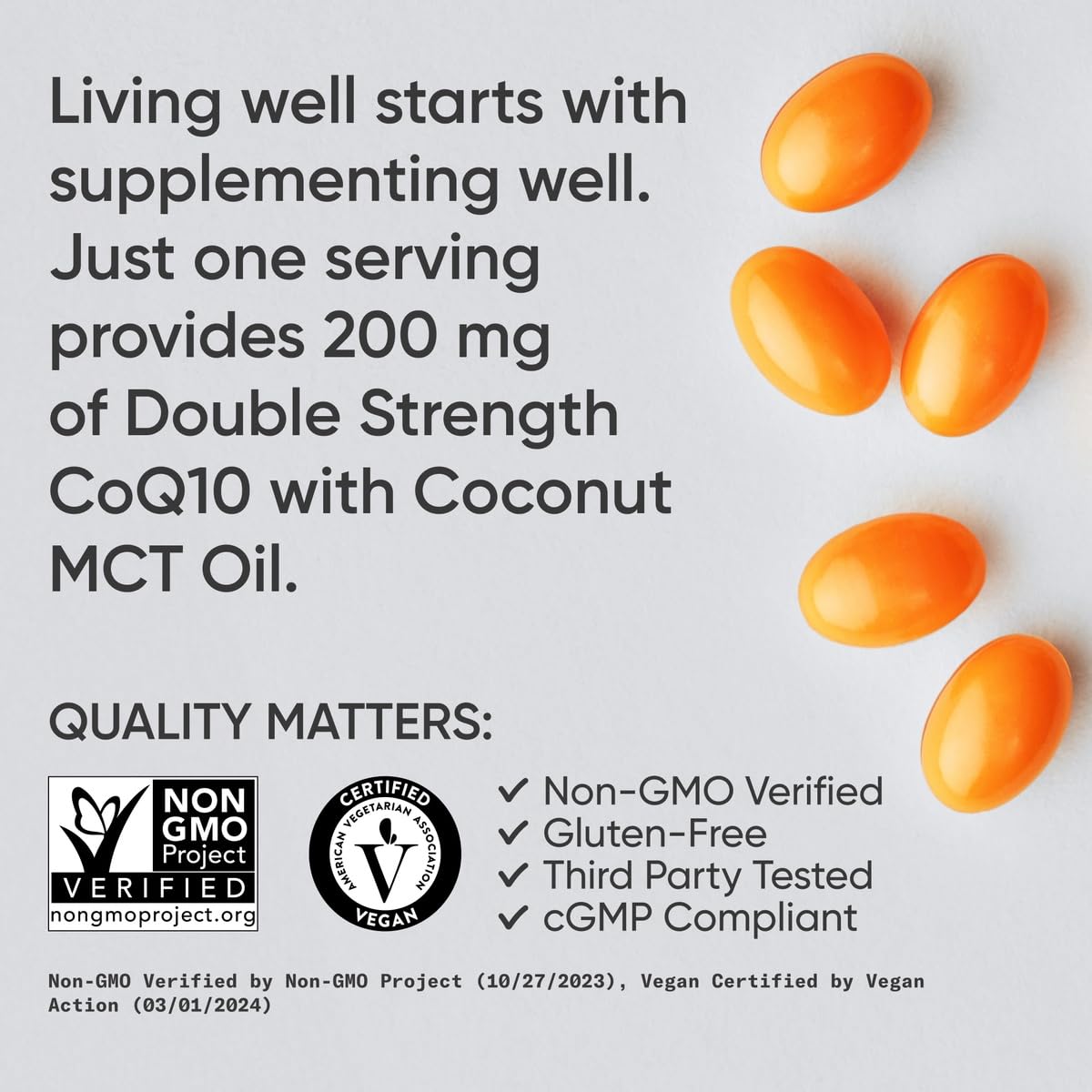 Sports Research CoQ10 200mg Capsules - Premium Coenzyme 10 Supplement with Coconut MCT Oil - Vegan Certified, Non-GMO Verified & Gluten Free - 90 Veggie Softgels - Nirvana Guru