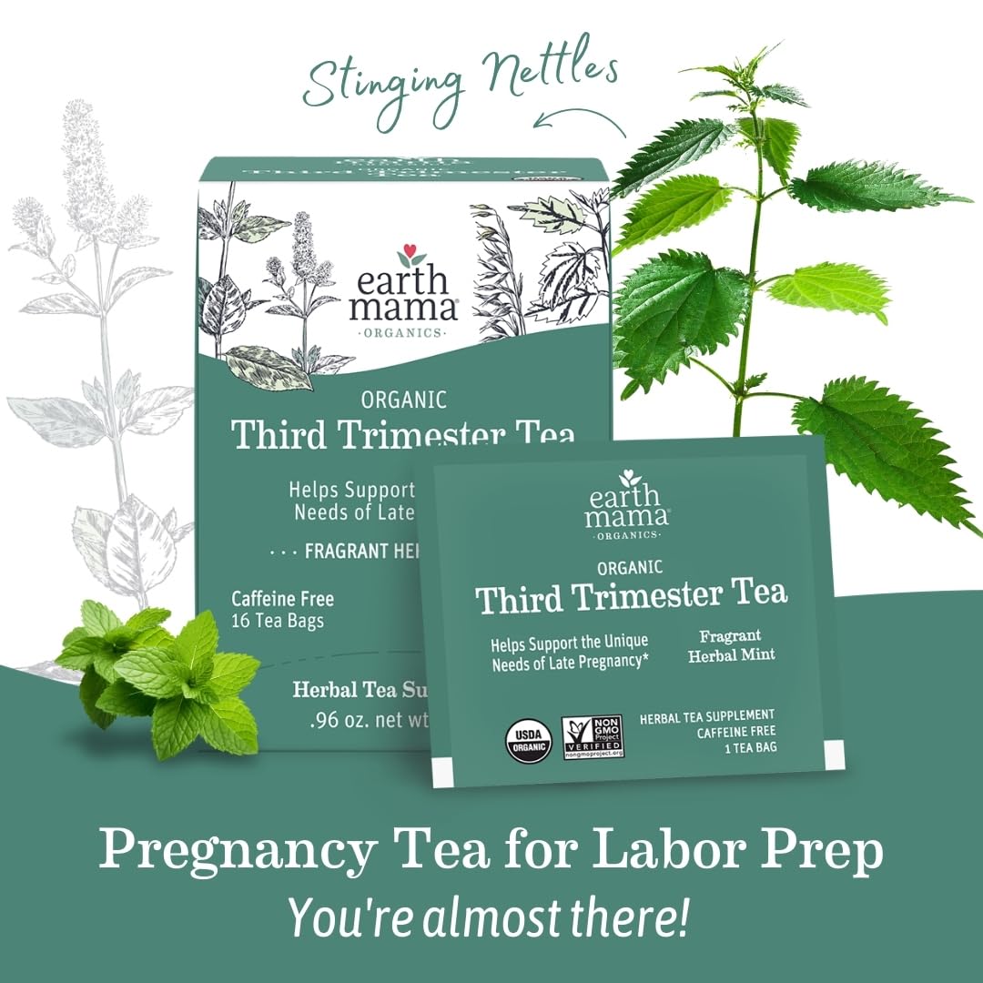 Earth Mama Organic Third Trimester Tea Bags | 100% USDA Organic Herbal Tea for Late Pregnancy Comfort + Childbirth Preparation, 16 Teabags Per Box (2-Pack) Nirvana Guru