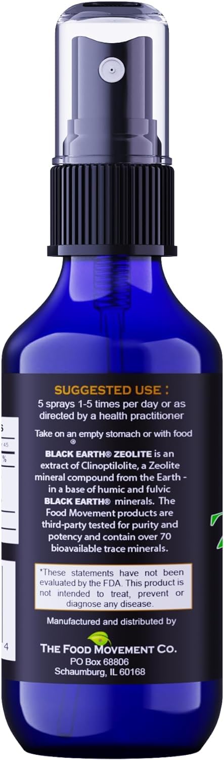 Black Earth Zeolite with Humic Fulvic Acids, Trace Minerals, for Adults and Kids Supports Gut Health, Immune Support, Digestion and Elimination and More 1oz Liquid Pump Spray Supplement Nirvana Guru