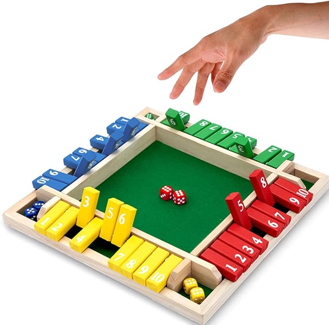 Nicecho Shut The Box Dice Game,2-4 Player Family Wooden Board Table Math Games for Adults and Kids, 8 Dices Classics Tabletop Version Games for Classroom,Home,Party or Pub nirvanaguru