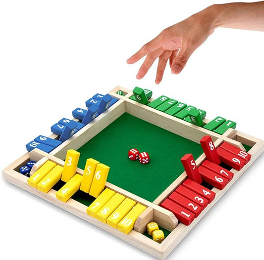 Nicecho Shut The Box Dice Game,2-4 Player Family Wooden Board Table Math Games for Adults and Kids, 8 Dices Classics Tabletop Version Games for Classroom,Home,Party or Pub nirvanaguru