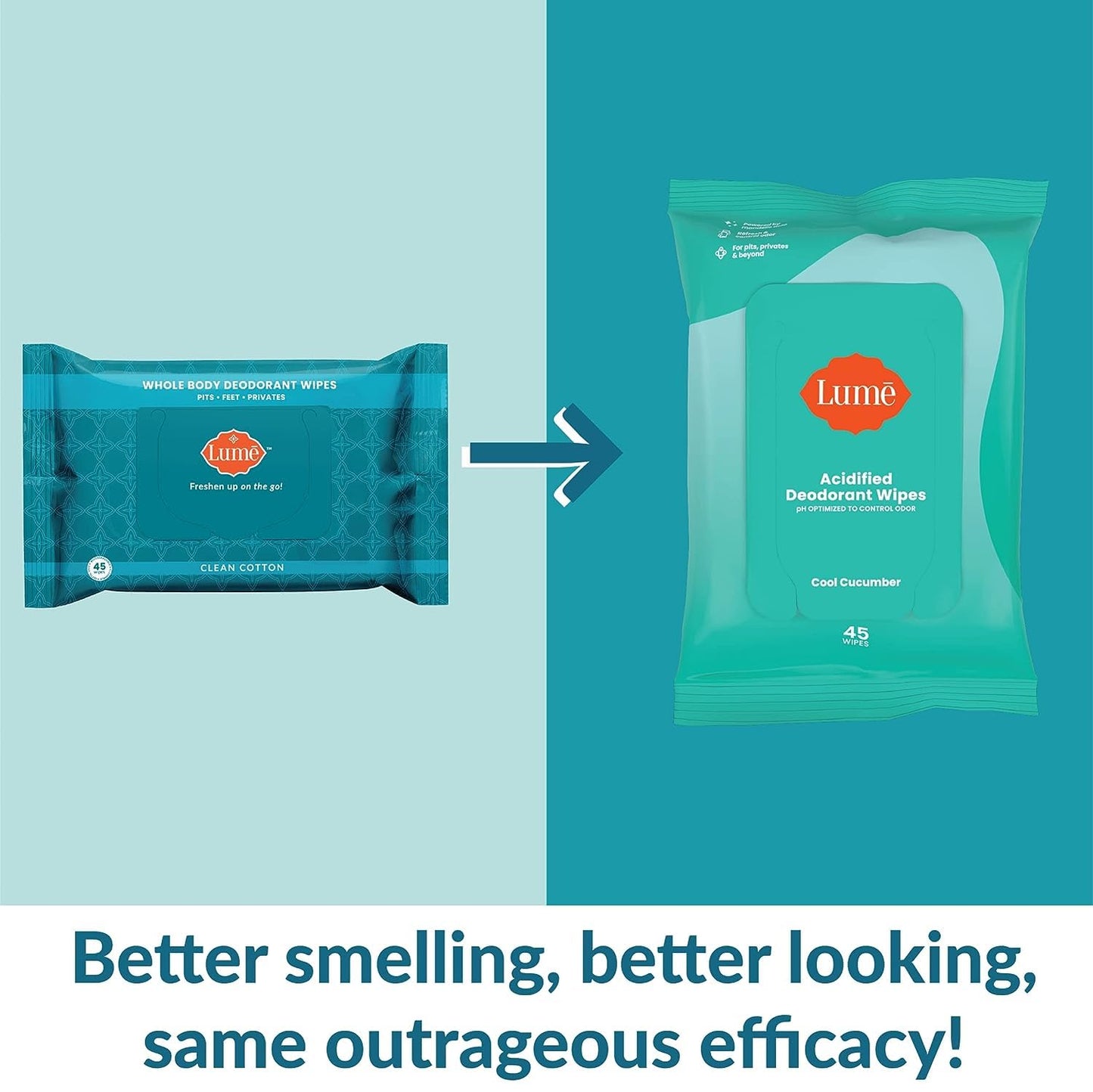 Lume Acidified Deodorant Wipes - 24 Hour Odor Control - Aluminum Free, Baking Soda Free, Skin Loving - 15 Count (Pack of 3) (Cool Cucumber) Nirvana Guru