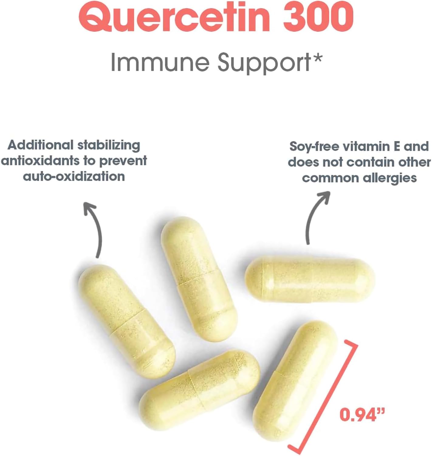 Allergy Research Group Quercetin 300 Dietary Supplement - Immune Support, Stabilized with Antioxidants, Bioflavonoid, Mast Cell, Hypoallergenic, Delayed-Release, Vegetarian Capsules - 60 Count Nirvana Guru