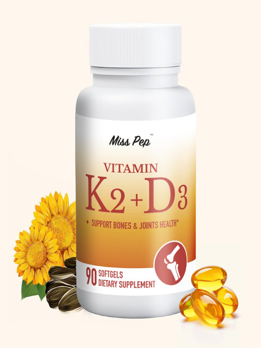 Misspep Vitamin D3 K2, 5000 IU D3 and 100 mcg K2 (MK-7), with Sunflower Oil Softgels, 90 Softgels, 2-in-1 Formula, Easy to Absorb and Swallow (1 Bottle)