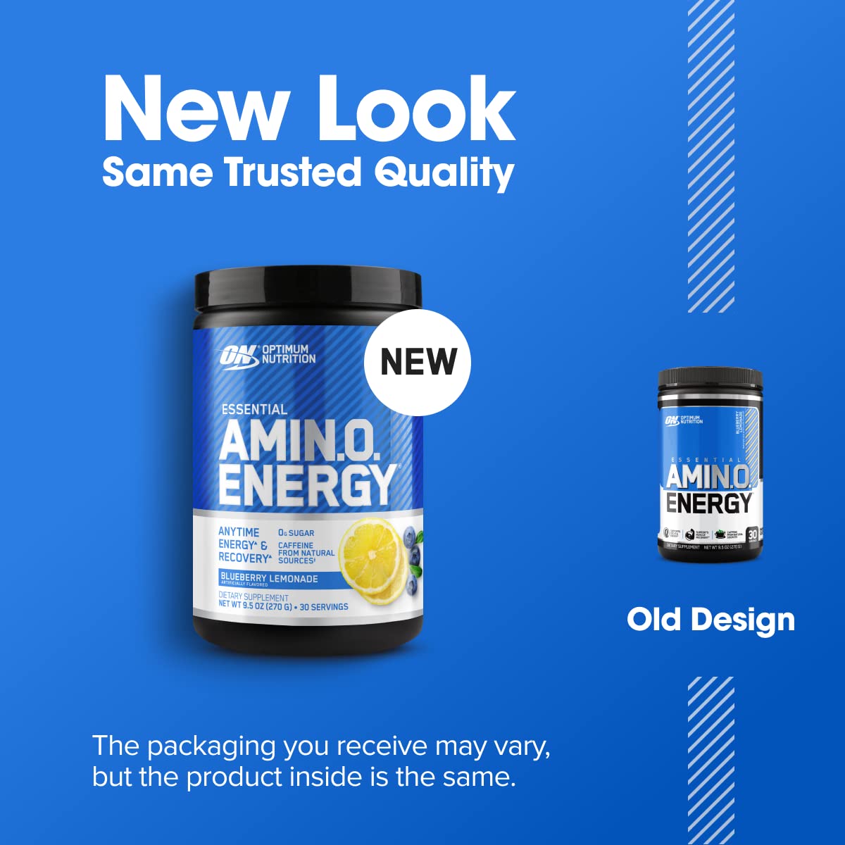 Optimum Nutrition Amino Energy - Pre Workout with Green Tea, BCAA, Amino Acids, Keto Friendly, Green Coffee Extract, Energy Powder - Concord Grape, 65 Servings (Packaging May Vary)