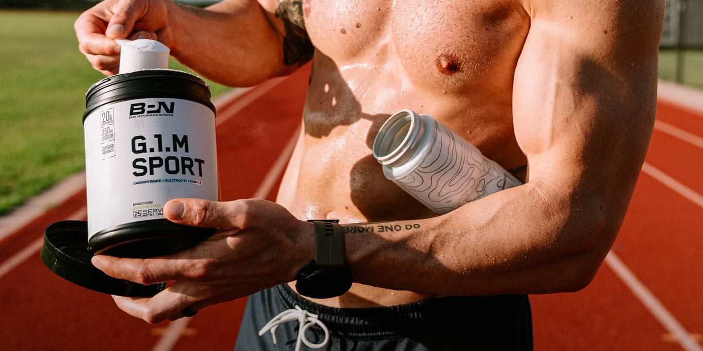 BARE PERFORMANCE NUTRITION, BPN G.1.M Go One More Sport, Endurance Training Fuel, Superior Carbohydrate & Electrolytes Powder Formula, Reduce Fatigue, Lemon Lime, 25 Servings