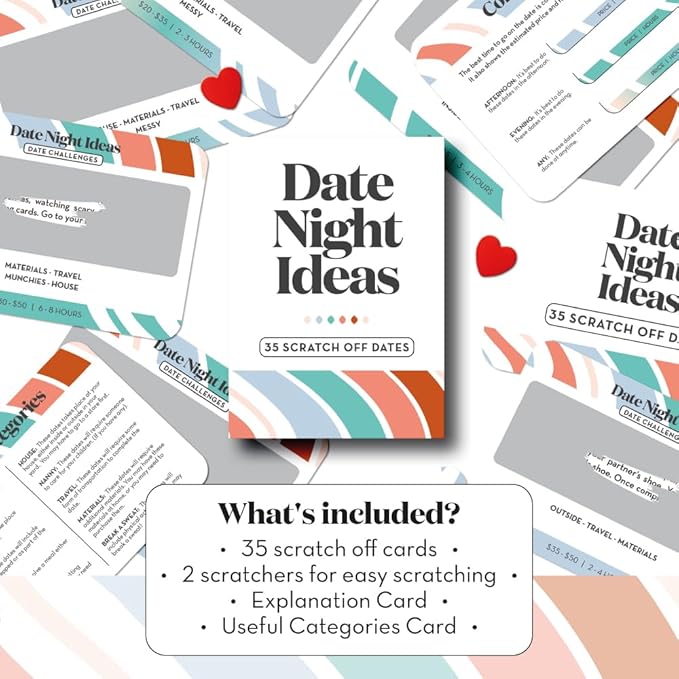 Romantic & Fun Scratch Off Date Night Ideas Card Game, Perfect Couple Gifts for Her or Him, Couple Gifts for Boyfriend, Girlfriend, Wife, Husband, Engagement, Birthday or Anniversaries nirvanaguru