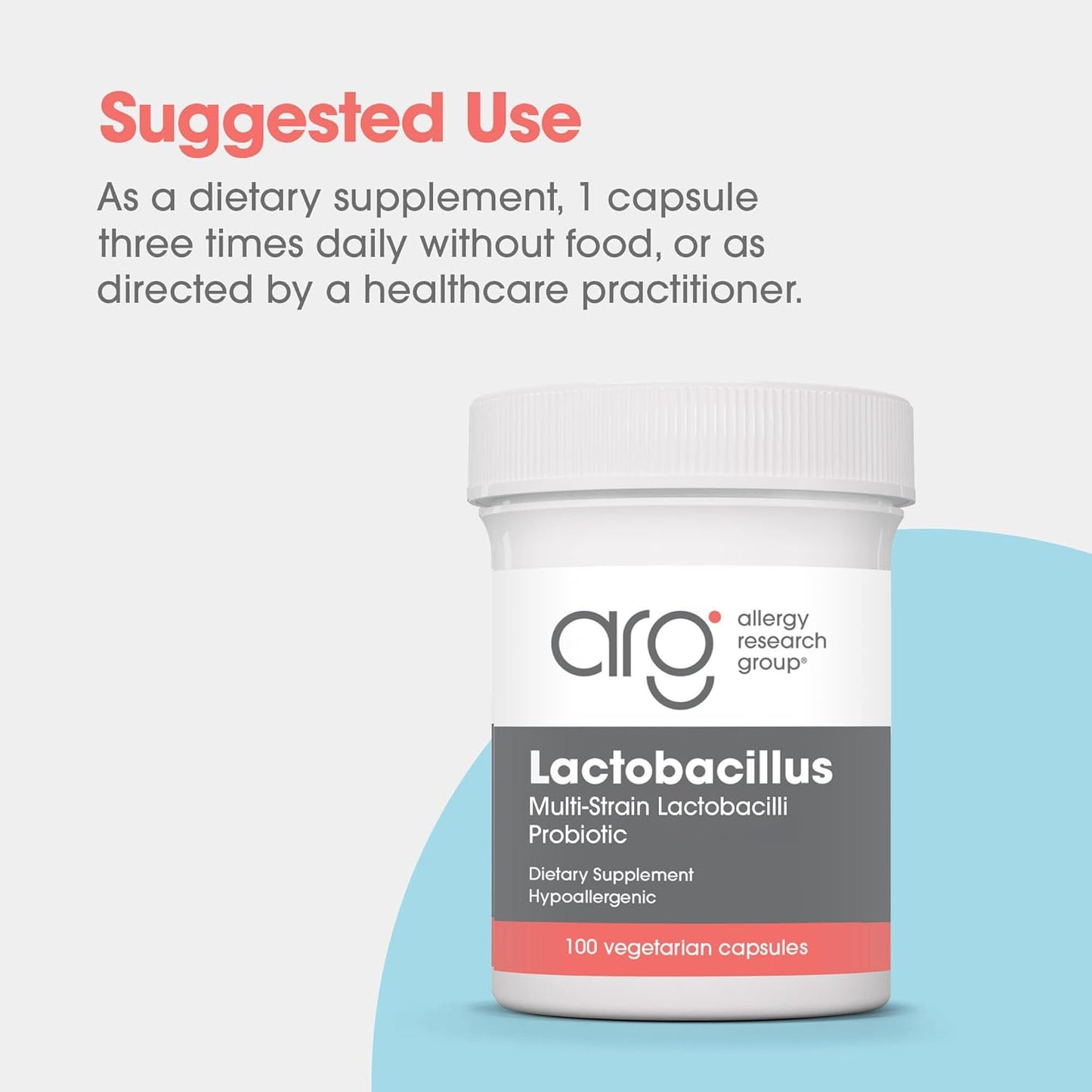 Allergy Research Group Lactobacillus Supplement - Probiotics for Men & Women, Digestive Health, Gut Health, Vegetarian Capsules - 100 Count Nirvana Guru