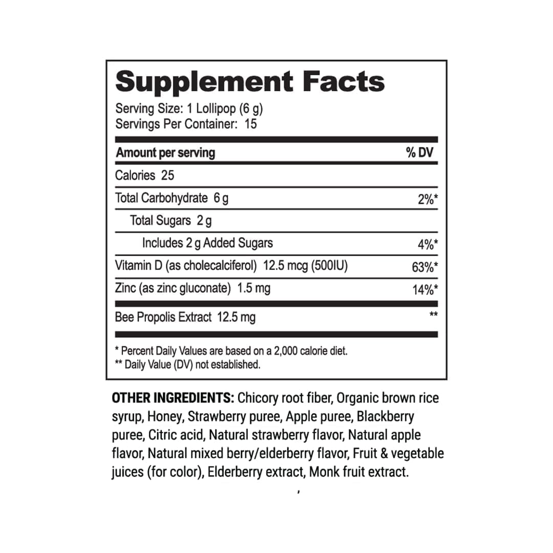 Kids Throat Soothing Lollipops by Beekeeper's Naturals - Doctor Formulated Immune Support, Vitamin D & Honey, Under 2g Sugar, Clean Ingredients,15 ct Nirvana Guru