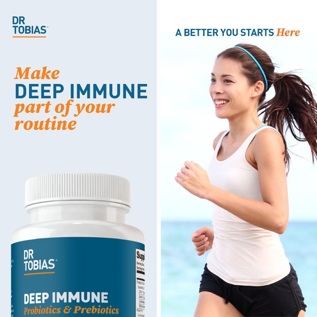 Dr. Tobias Deep Immune Probiotics & Prebiotics, Dual Action Digestion & Immune Support with PreforPro Prebiotics & Delayed Release Spore Forming Probiotics for Women & Men, 60 Capsules, 30 Servings - Nirvana Guru