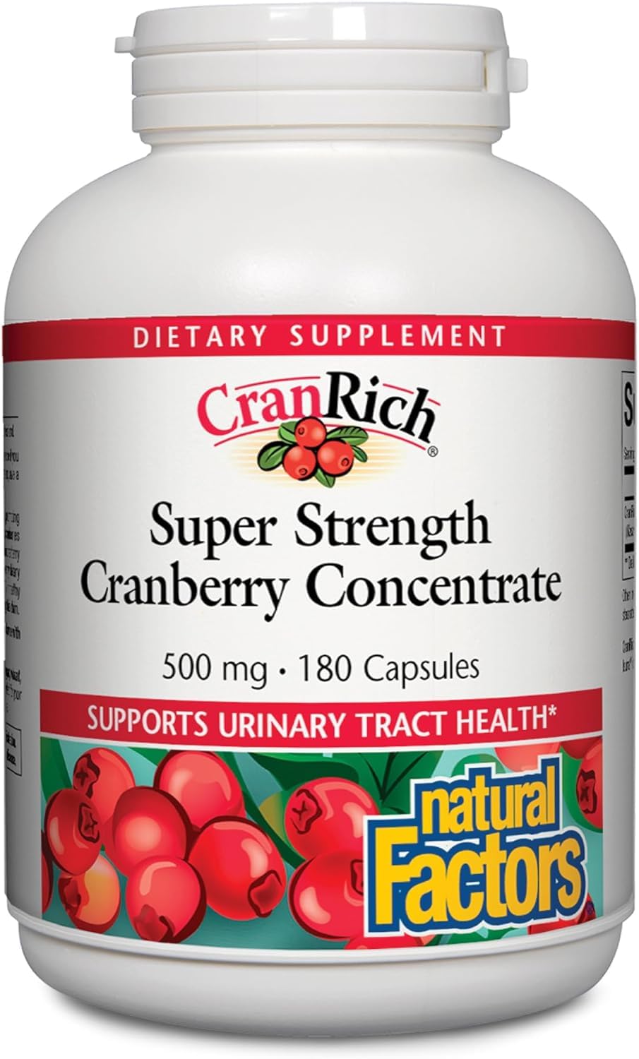 Natural Factors CranRich, Super Strength 36:1 Cranberry Concentrate, 500 mg, Sugar-Free Whole Fruit Cranberry Pills for Urinary Tract Health, 180 Capsules - Nirvana Guru