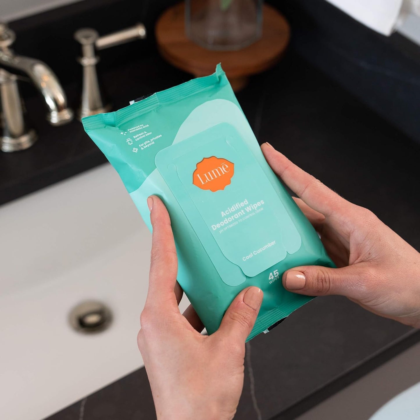 Lume Acidified Deodorant Wipes - 24 Hour Odor Control - Aluminum Free, Baking Soda Free, Skin Loving - 15 Count (Pack of 3) (Cool Cucumber) Nirvana Guru