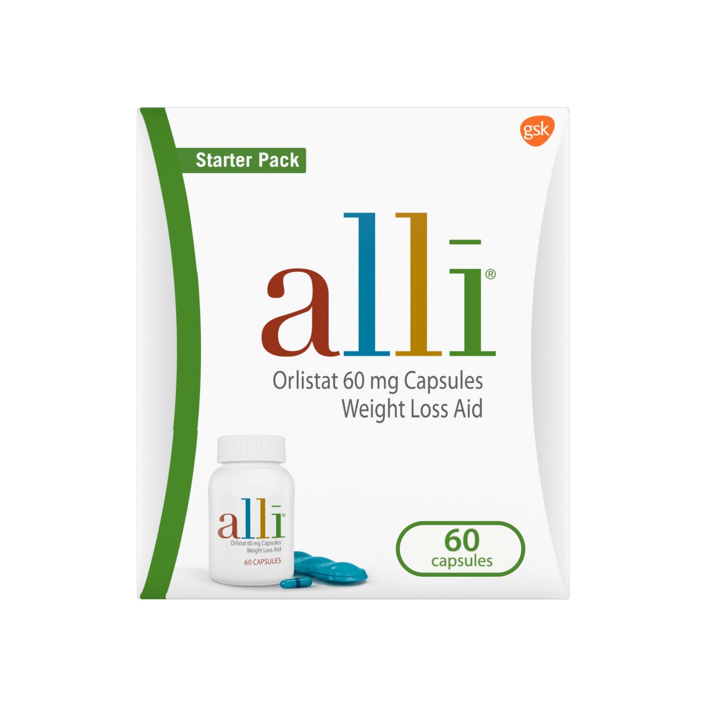 alli Weight Loss Diet Pills, Orlistat 60 mg Capsules, Non Prescription Weight Loss Aid, 120 Count Refill Pack