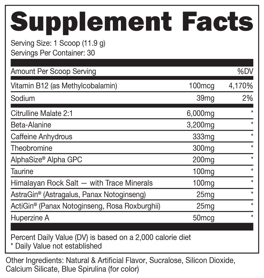 Bucked Up - Woke - HIGH STIM Pre Workout - Best Tasting - Focus Nootropic, Pump, Strength and Growth, 30 Servings (Strawberry Kiwi) Nirvana Guru
