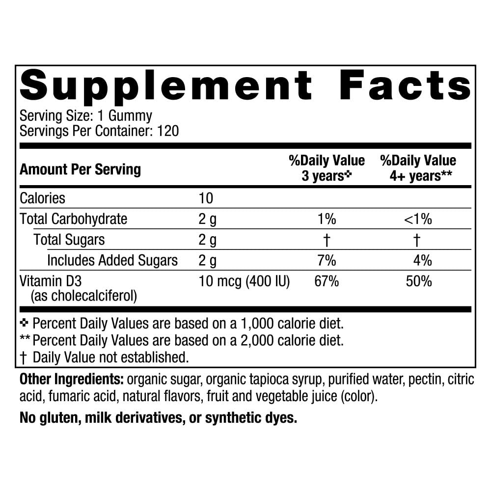 Nordic Naturals Vitamin D3 Gummies Kids, Wild Watermelon Splash - 120 Gummies - 400 IU Vitamin D3 - Bone Health, Healthy Immunity - Non-GMO, Vegetarian - 120 Servings - Nirvana Guru