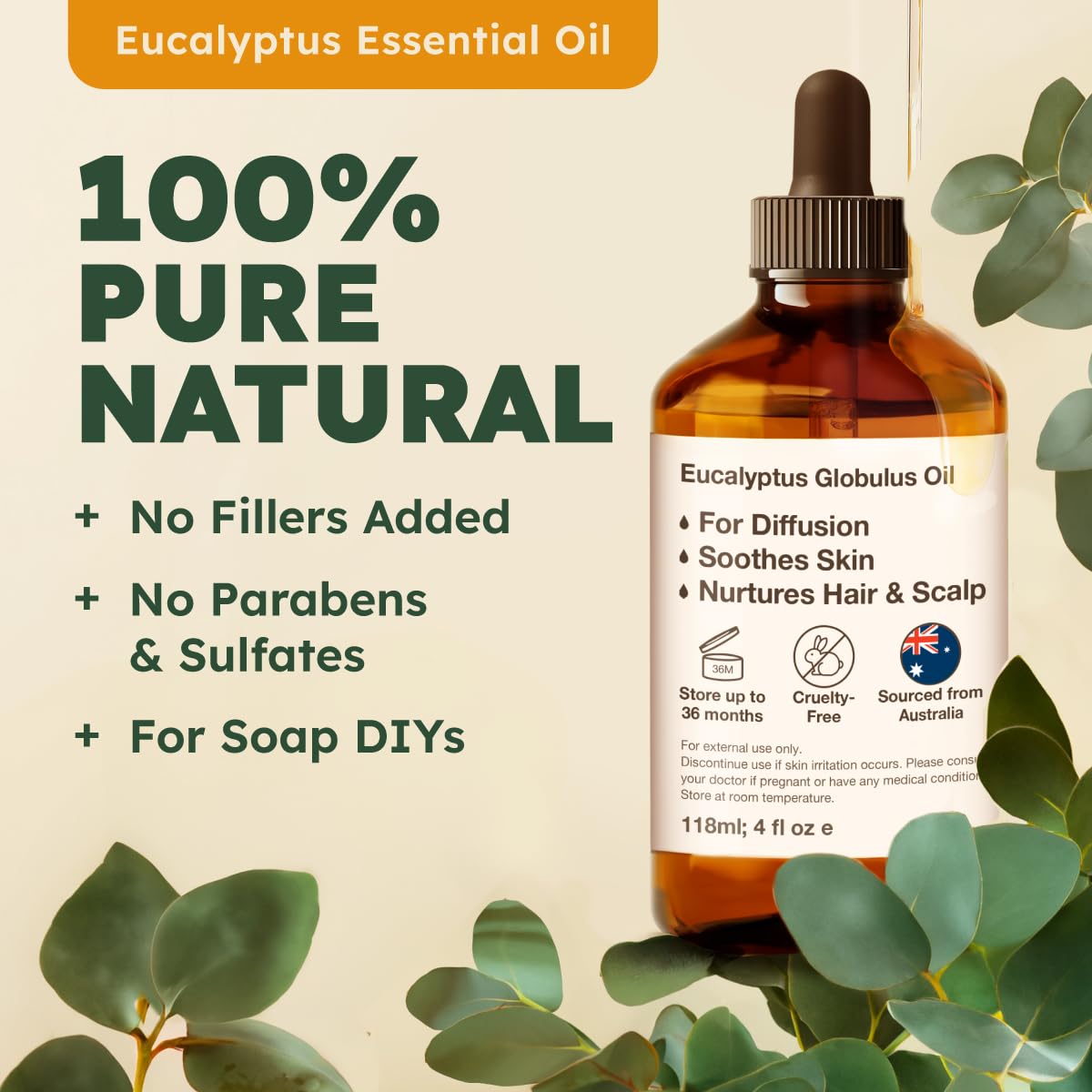 KUKKA essential oils 100% Pure & Natural Lavender Essential Oil for Diffuser, Body, Aromatherapy & Soap Making Scent (4 Fl Oz/118 ml)