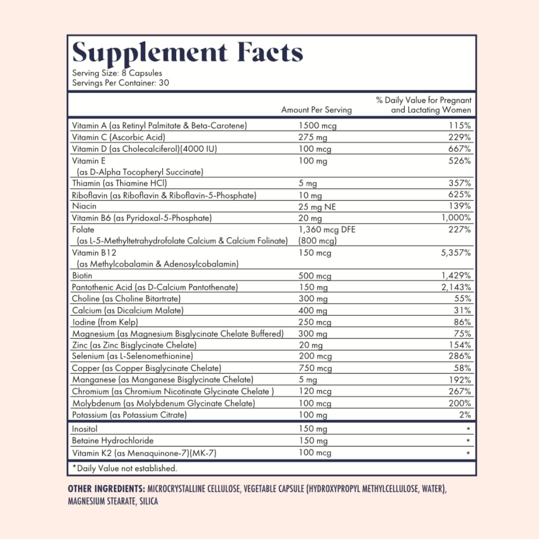 Prenatal Vitamins | Choline, folate, Vitamin D for fetal Growth, Brain Development | 26+ Vital Nutrients | Dietitian-Formulated, OBGYN Recommended, Non-GMO, 3rd Party Tested, 30 Servings Nirvana Guru