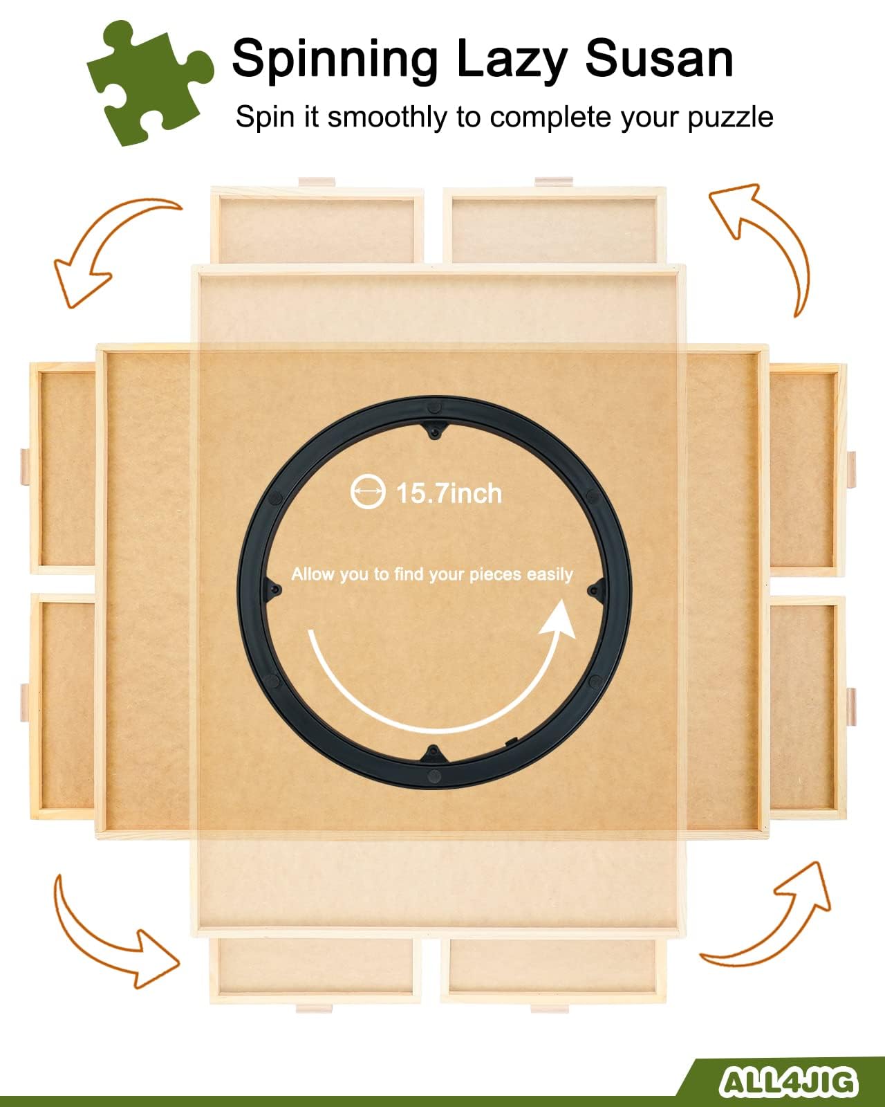 ALL4JIG 1500 Piece Rotating Puzzle Board with Drawers and Cover,25"x34"Portable Wooden Jigsaw Puzzle Table for Adults Portable,Lazy Susan Spinning Puzzle Boards Birthday Gift for mom Nirvana Guru