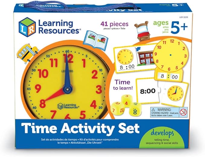 Learning Resources Time Activity Set - 41 Pieces, Ages 5+,Clock for Teaching Time, Telling Time, Homeschool Supplies, Montessori Clock nirvanaguru