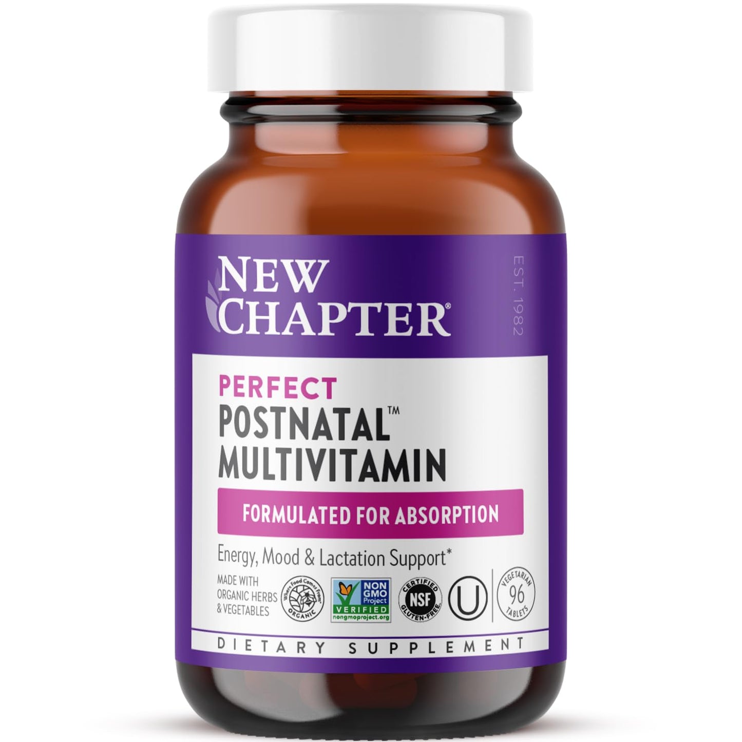New Chapter, Postnatal Vitamins Lactation Supplement, Complete Multivitamin with Fermented Vitamin D3 + B Vitamins, Made with Organic Vegetables & Herbs, Non-GMO Ingredients, 192 Count - Nirvana Guru