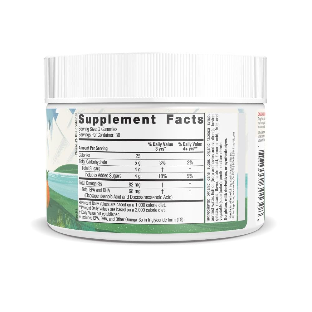 Nordic Naturals Nordic Omega-3 Gummies, Tangerine - 120 Gummies - 82 mg Total Omega-3s with EPA & DHA - Non-GMO - 60 Servings - Nirvana Guru