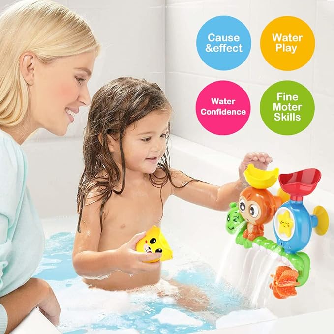 G-WACK Bath Toys for Toddlers Age 1 2 3 Year Old Girl Boy, Preschool New Born Baby Bathtub Water Toys, Durable Interactive Multicolored Infant Toy, Lovely Monkey Caterpillar,2 Strong Suction Cups nirvanaguru