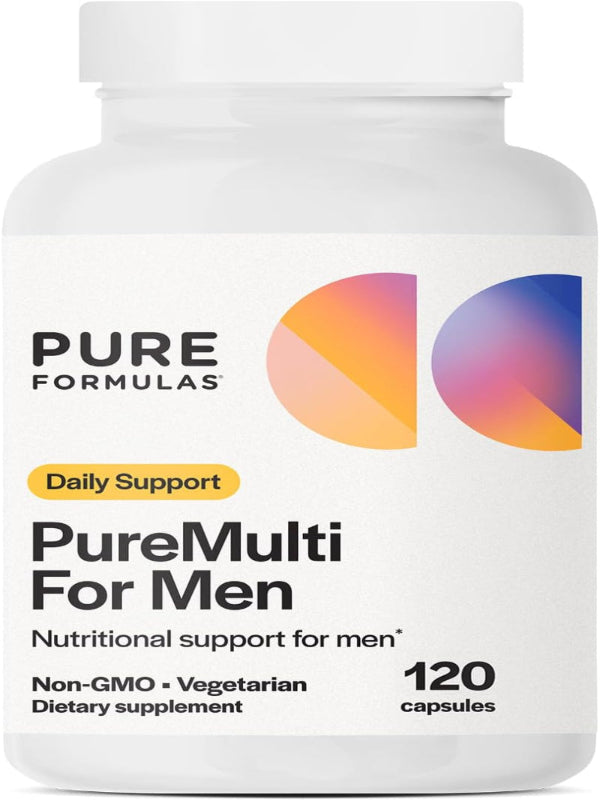 PureFormulas PureMulti for Men - Daily Comprehensive Multivitamin for Men's Health, Vitality, Energy, Focus, & Performance. Mens Vitamins A, C, D, E, & B12, Zinc Calcium, Magnesium & More 60 Capsules - Nirvana Guru