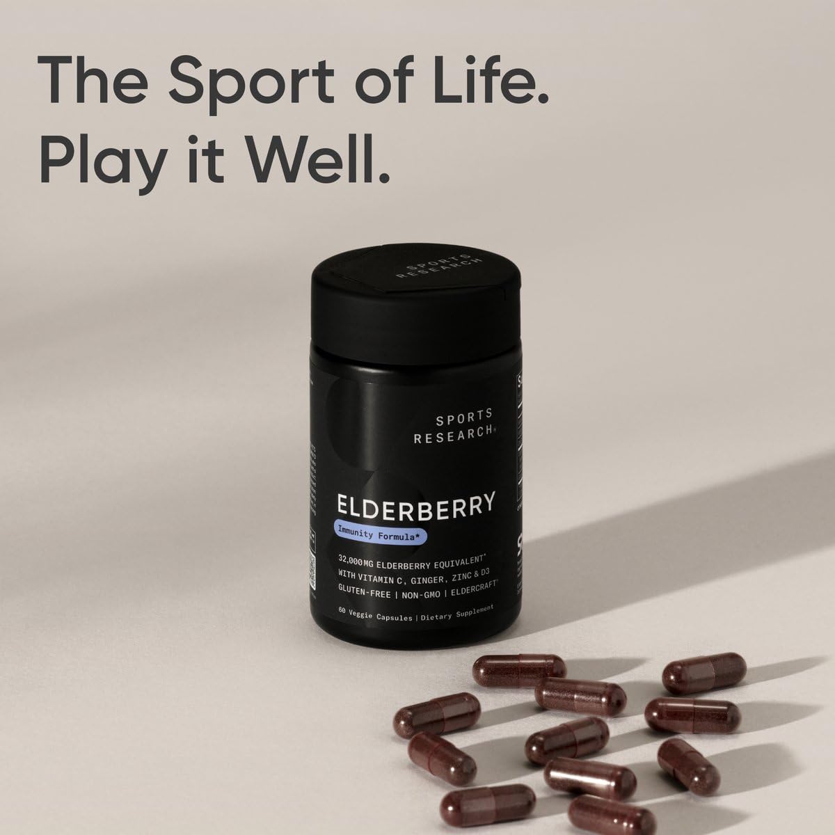 Sports Research Black Elderberry with Zinc, Vitamin C, & Vitamin D, Immune Support Supplement for Adults, 60 Capsules - Nirvana Guru