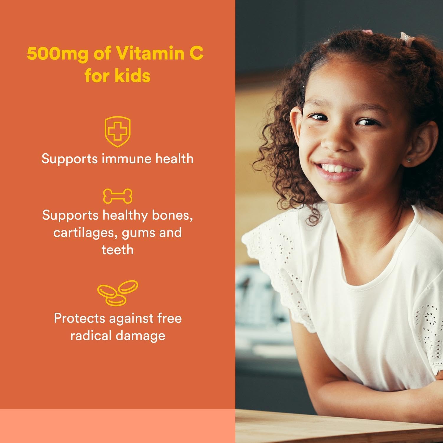 Natural Factors, Kids Chewable Vitamin C 500 mg, Supports Immune Health, Bones, Teeth and Gums, Tangy Orange, 180 Count (Pack of 1) - Nirvana Guru